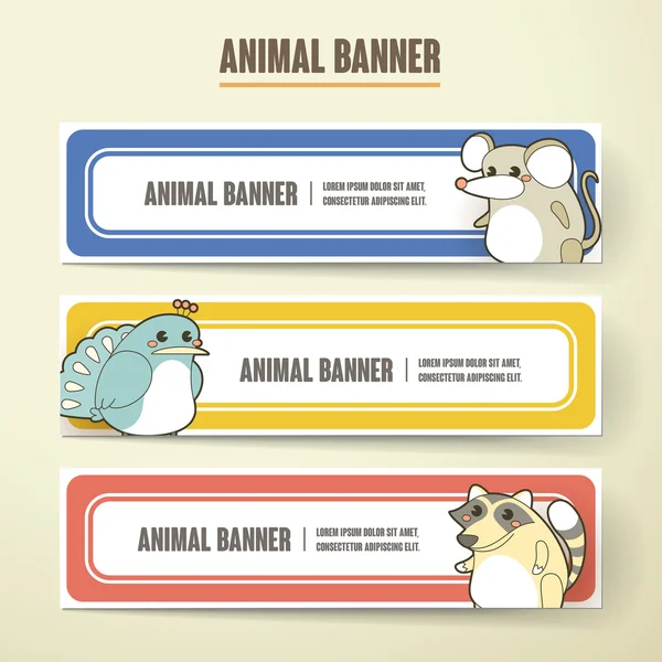 Colección de banner animal de dibujos animados adorable conjunto — Vector de stock