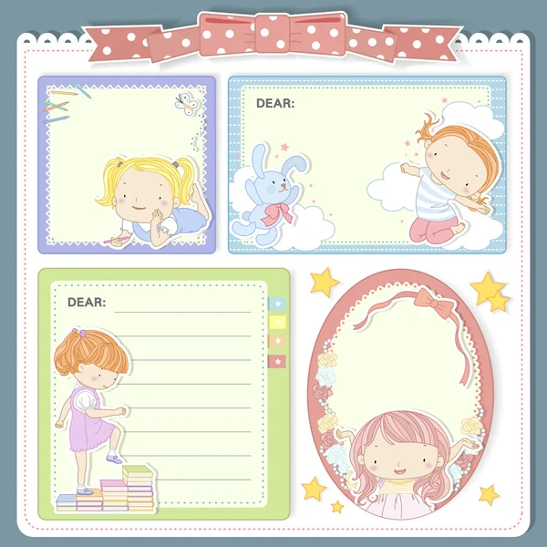 Schattig cartoon stijlsjabloon memo pad — Stockvector