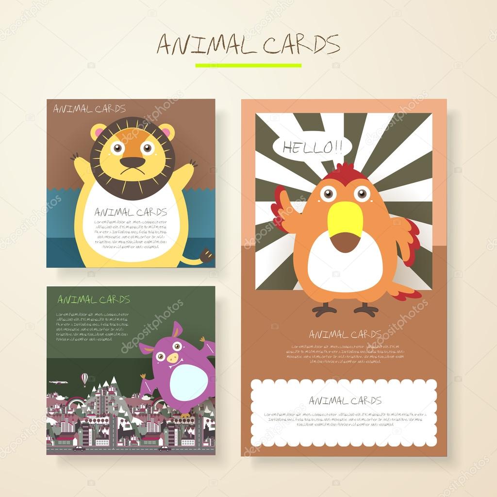 lovely cartoon animal characters cards 