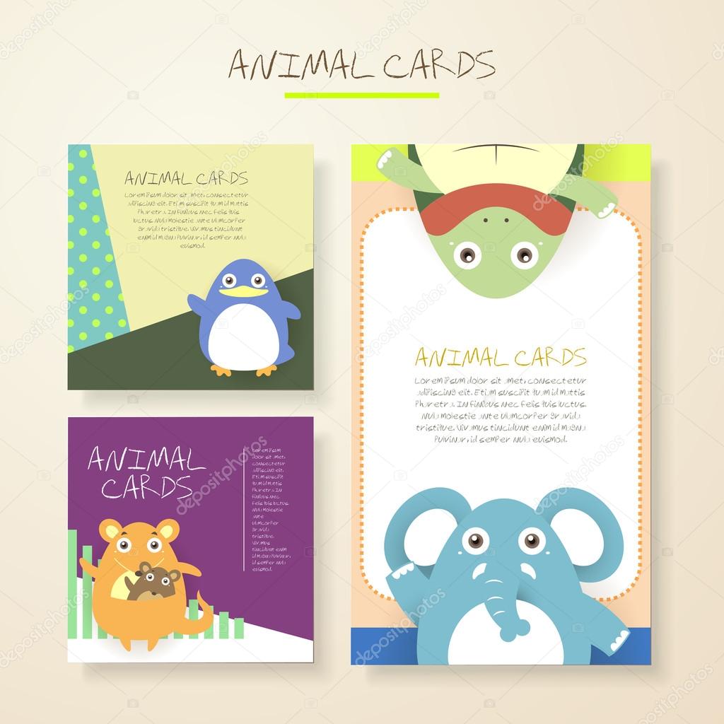 lovely cartoon animal characters cards 