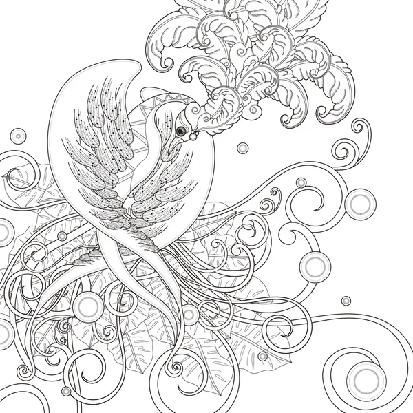 Gorgeous bird coloring page — Stock Vector