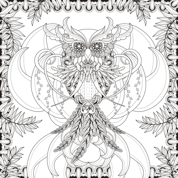 Gorgeous owl coloring page — Stock Vector