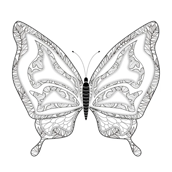 Elegante mariposa para colorear página — Archivo Imágenes Vectoriales