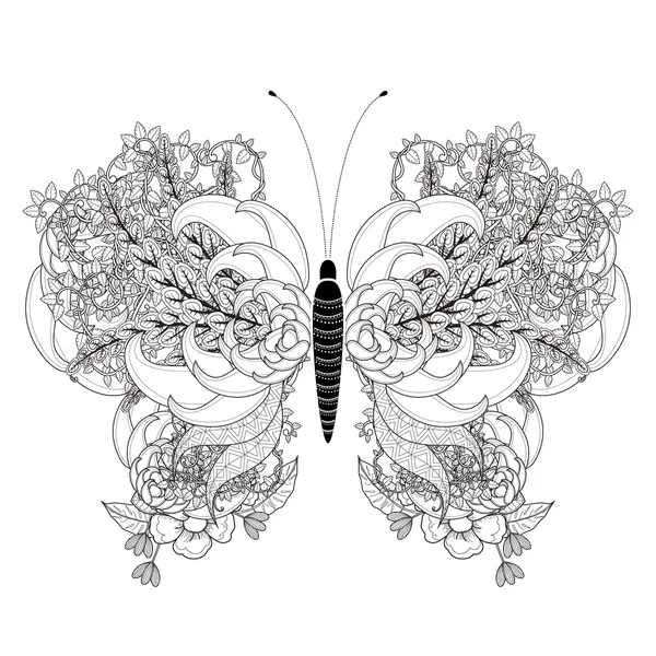 Coloriage papillon élégant — Image vectorielle