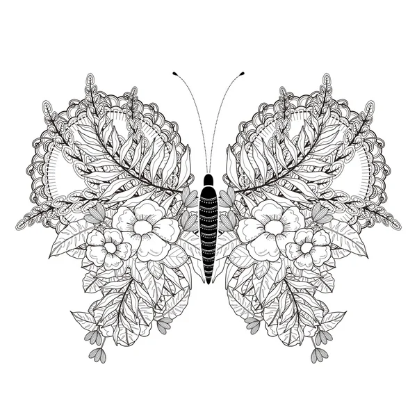 Elegante farfalla da colorare pagina — Vettoriale Stock
