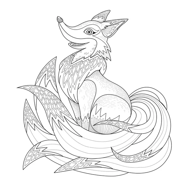 Graceful fox coloring page — Stock Vector