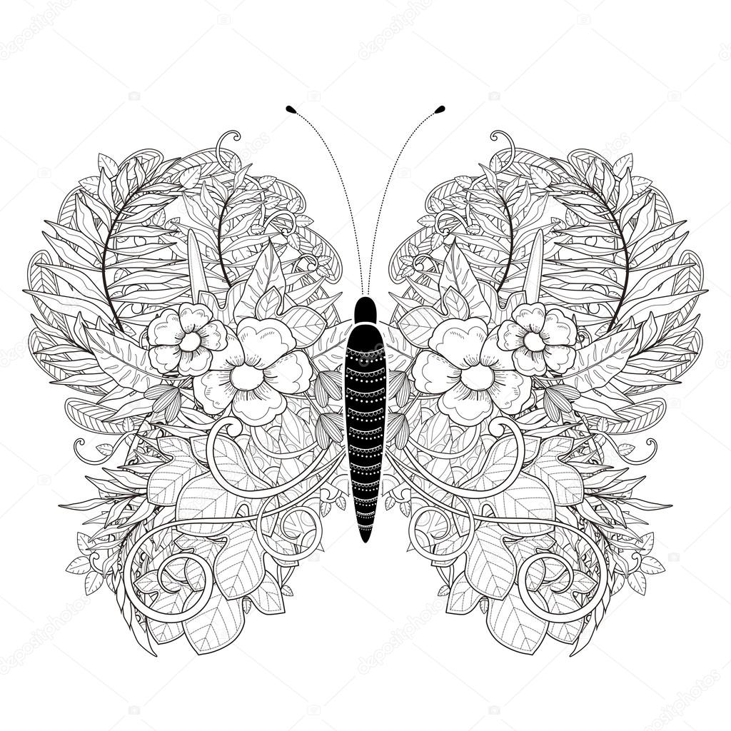 elegant butterfly coloring page