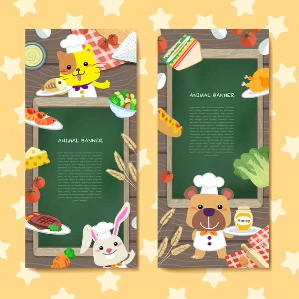 Adorabile animale banner set — Vettoriale Stock