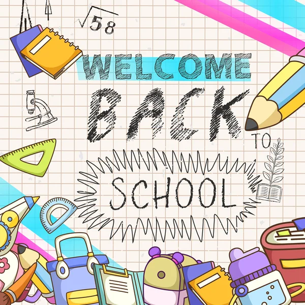 Bienvenue aimable retour à l'école fond — Image vectorielle