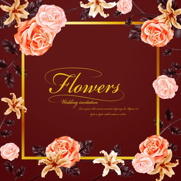 Graceful floral wedding invitation — Stock Vector