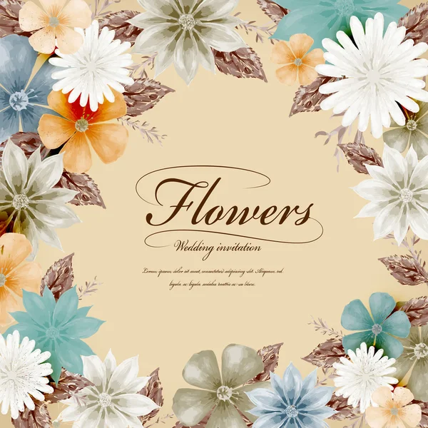 Atraktivní styl tropické květinové svatební pozvání šablona — Stockový vektor
