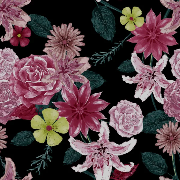 Vintage floreale senza soluzione di continuità disegno di sfondo — Vettoriale Stock