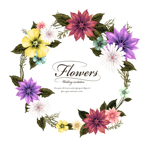 Zarif çiçek çelenk tasarım — Stok Vektör
