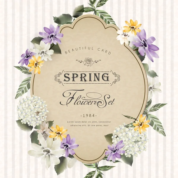 Design de cartão floral retro — Vetor de Stock