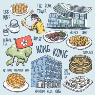 Hong Kong kavramı renkli seyahat