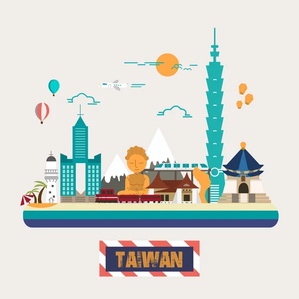 Kolekcja atrakcje Tajwanu — Wektor stockowy