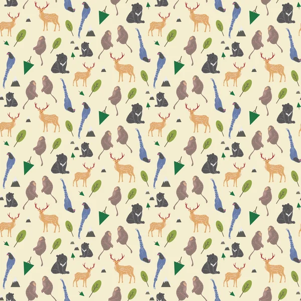 Adorable Taiwán especies endémicas fondo sin costuras — Vector de stock