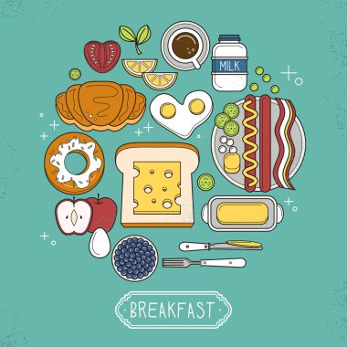 Üstten Görünüm besleyici Kahvaltı Seti