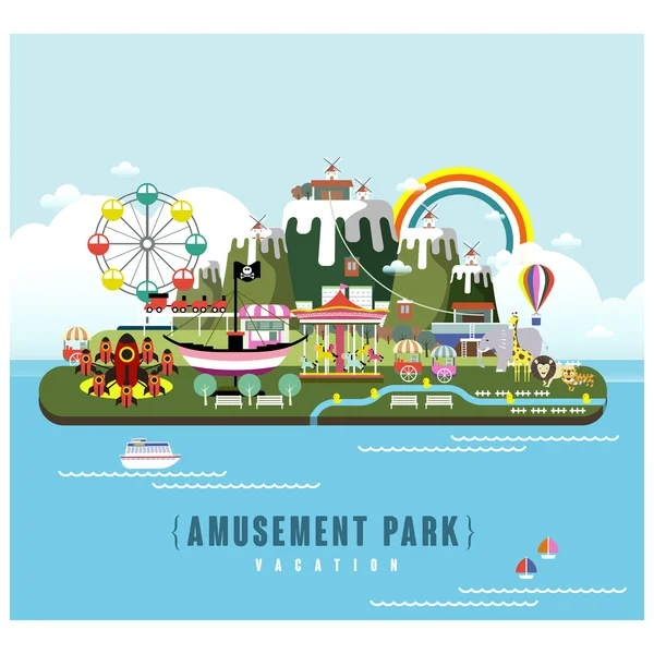 Paysage de parc d'attractions — Image vectorielle