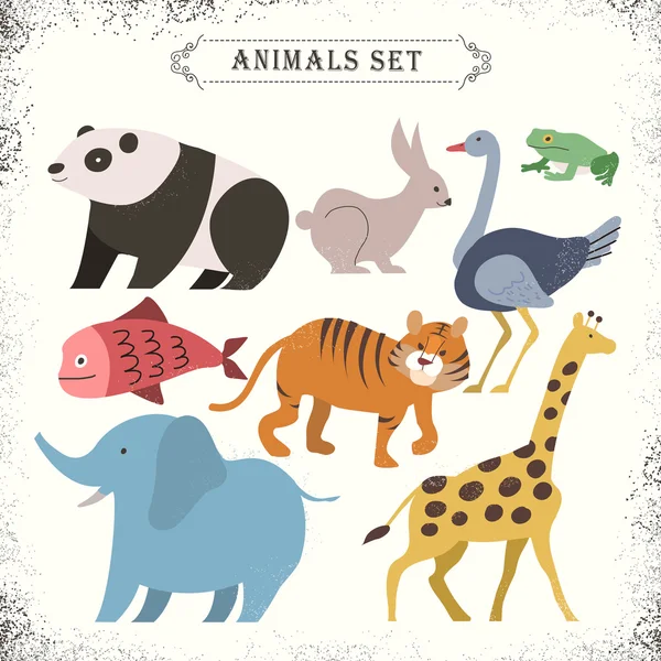 Conjunto de animales adorables — Vector de stock