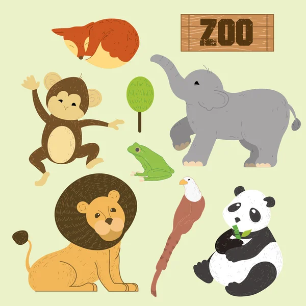 Conjunto de animales adorables — Vector de stock