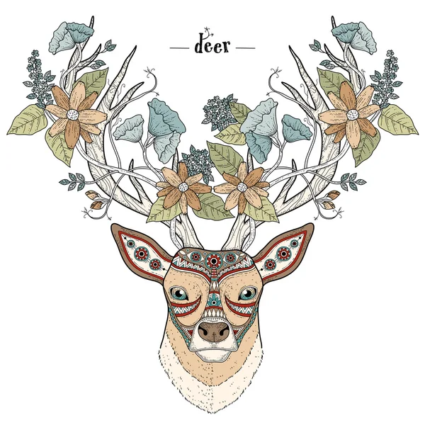 Elegante testa di cervo — Vettoriale Stock