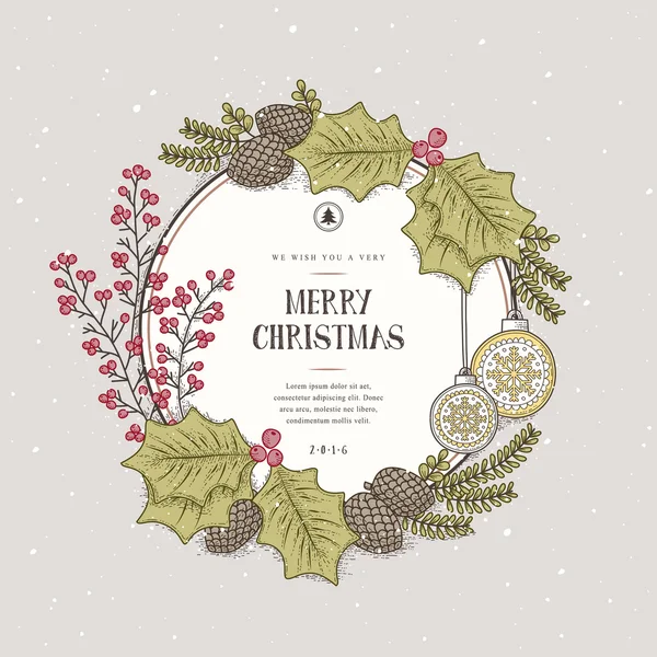 Christmas wreath card — Stock Vector