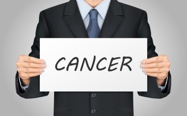 businessman holding cancer poster clipart