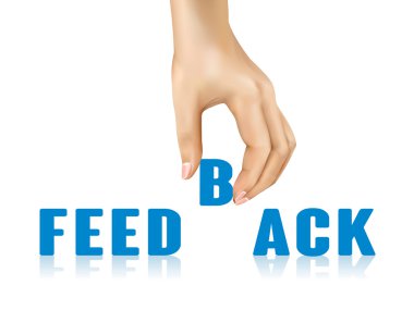 feedback word taken away by hand clipart