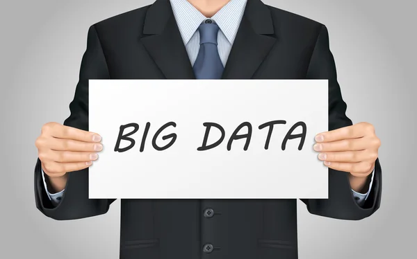 Businessman holding big data poster — Stock Vector