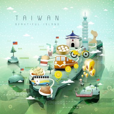 Taiwan travel map clipart