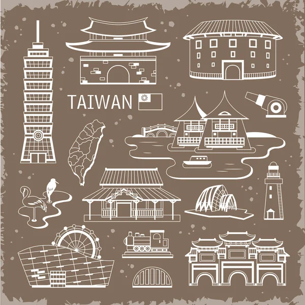 Taïwan attractions design — Image vectorielle