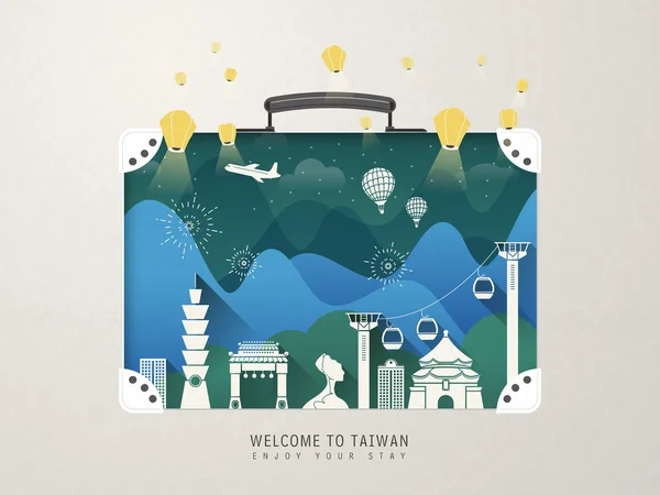 Taiwan attractions  design — Stock Vector