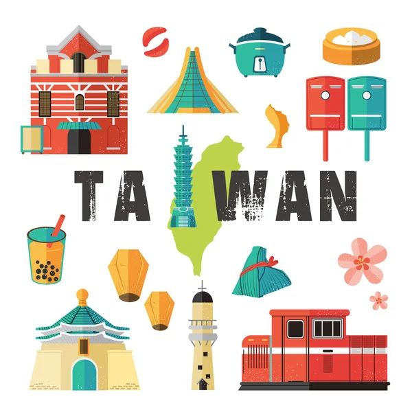 Concept de voyage taiwan — Image vectorielle