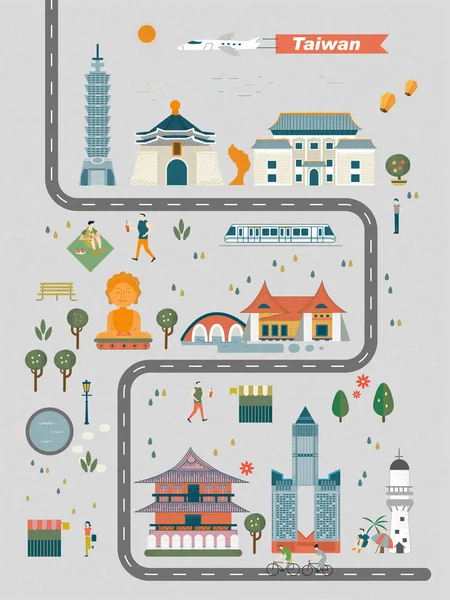 Concept de voyage taiwan — Image vectorielle