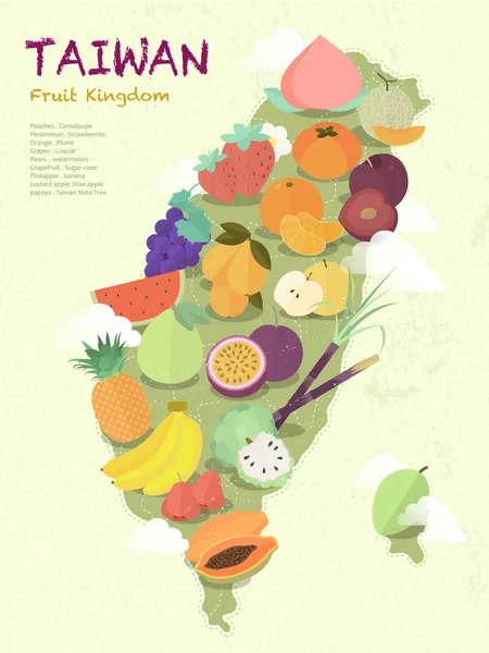 Mapa de frutos taiwan — Vetor de Stock