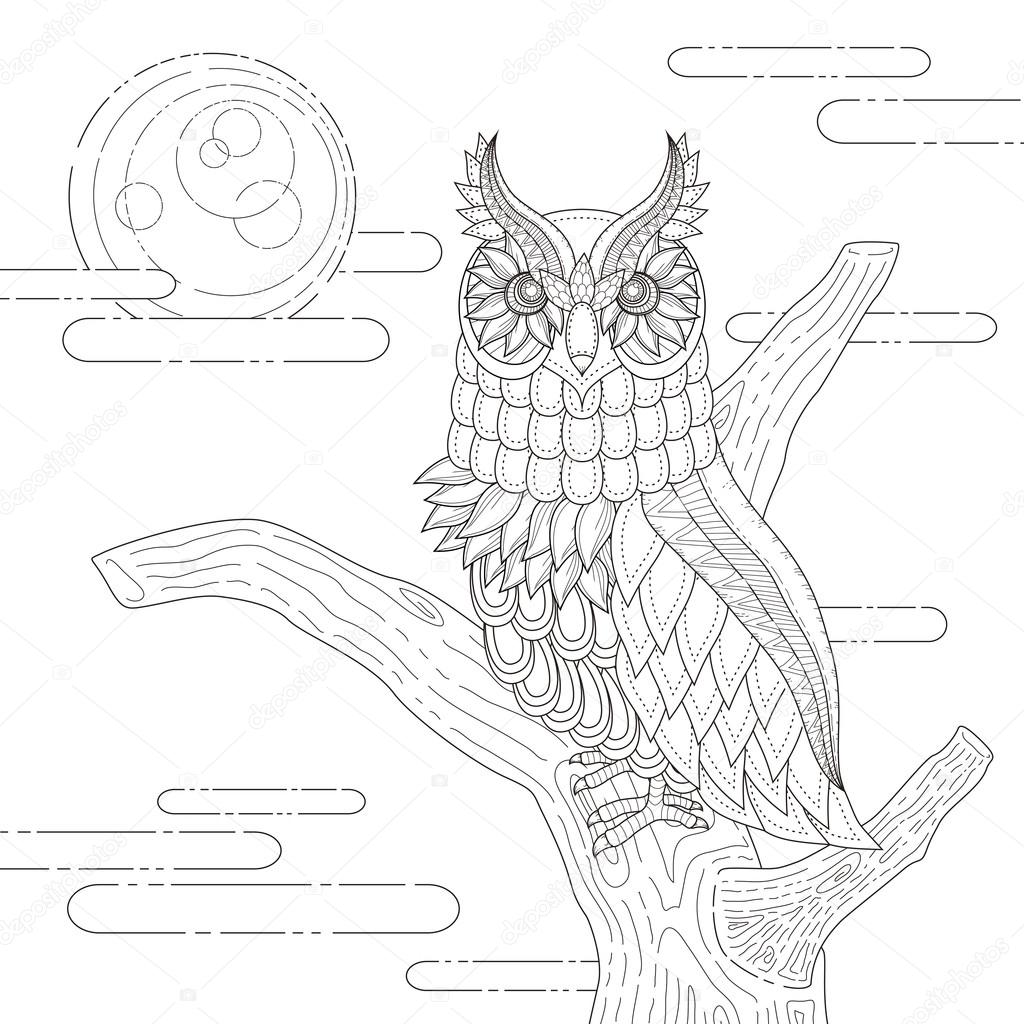 Mooie Uil Kleurplaat Stockvector Kchungtw 87966710