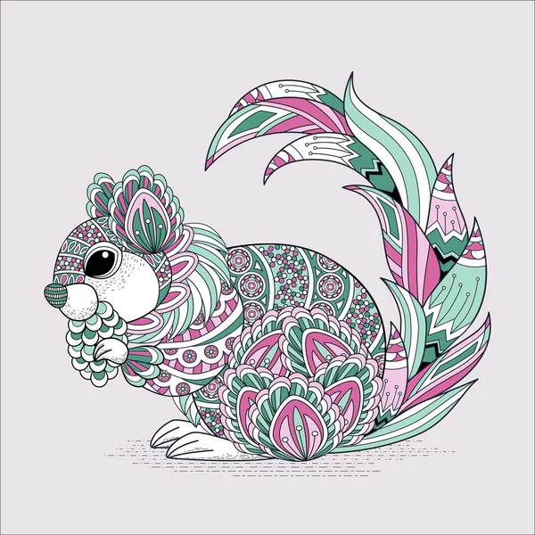 Hermosa ardilla para colorear página — Vector de stock