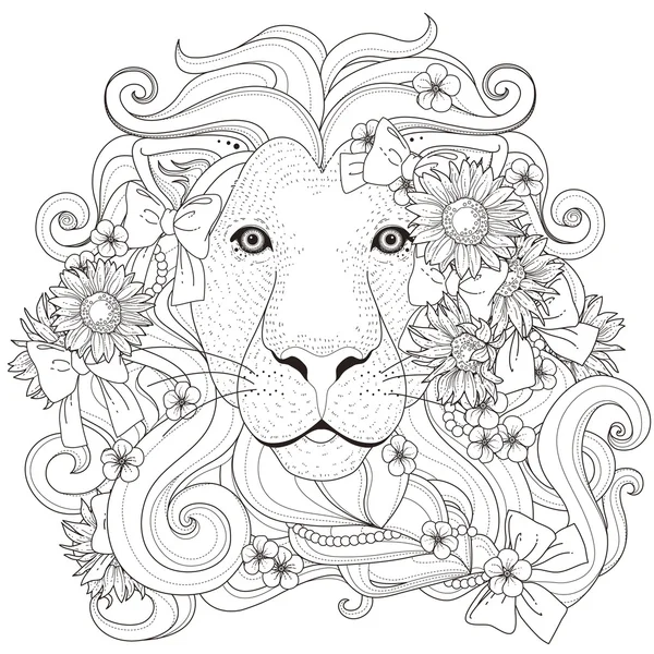 Lovely lion coloring page — Stock Vector