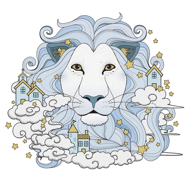 Belle page à colorier lion — Image vectorielle