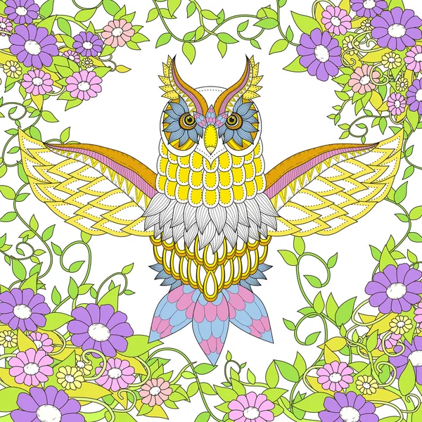 Красивая раскраска совы — стоковый вектор