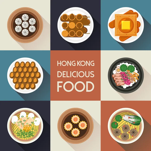 Heerlijke gerechten van Hong Kong — Stockvector