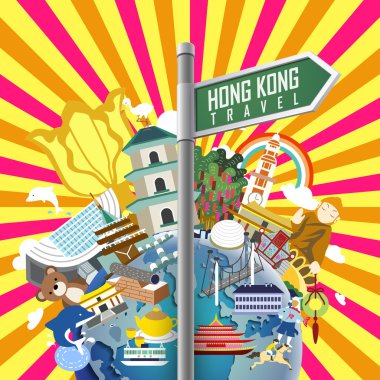 Hong Kong travel poster clipart