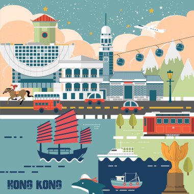 Hong Kong travel concept clipart
