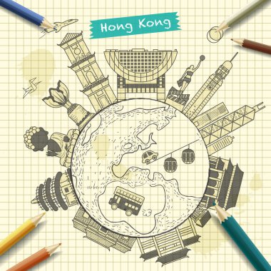 Hong Kong travel design clipart