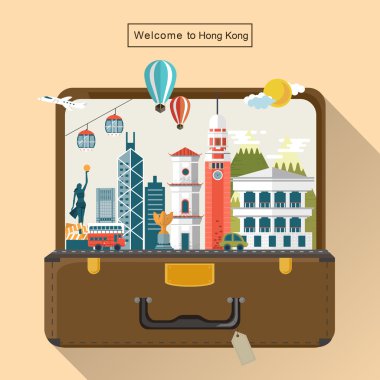 Hong Kong travel attractions clipart