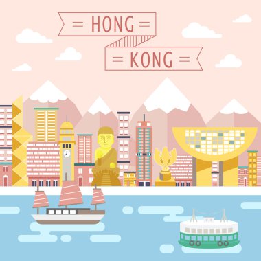 Hong Kong travel concept  clipart