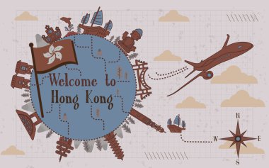 Hong Kong travel poster  clipart