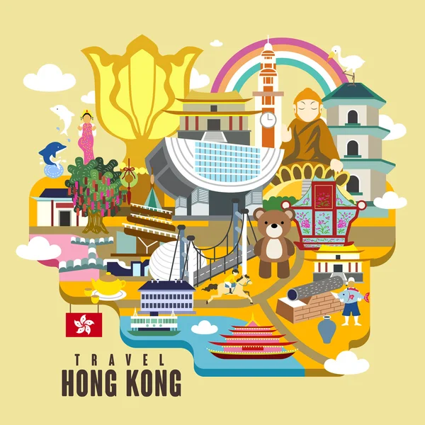 Cartel de viaje de Hong Kong — Vector de stock