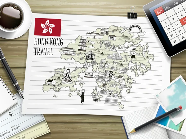 Mapa podróży do Hongkongu — Wektor stockowy